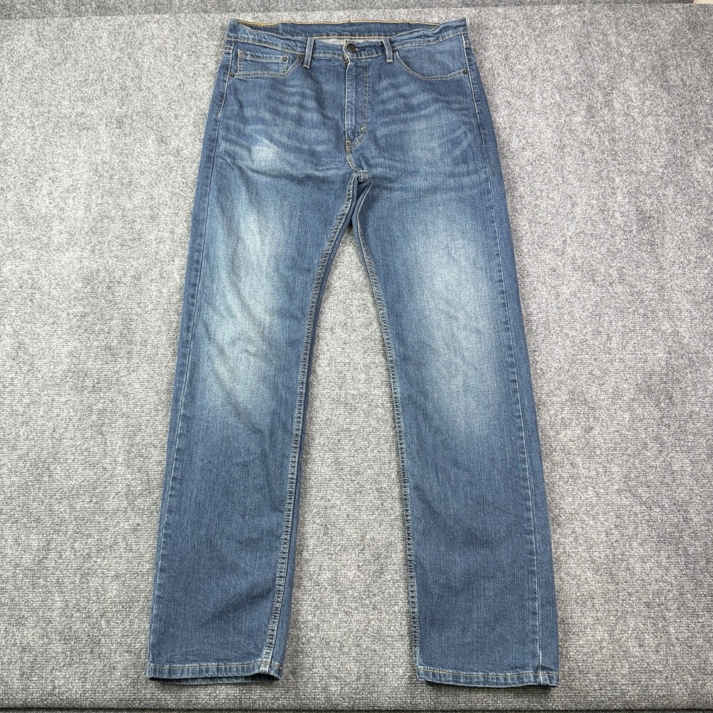 Levis 505 Mens Straight Leg Jeans 38x34 Regular Fit Medium Wash Blue Denim Pants